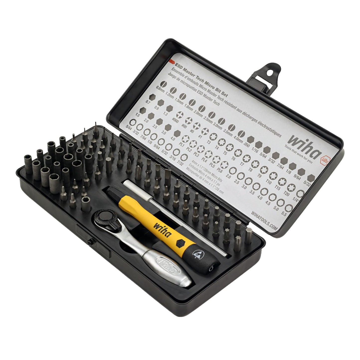 Precision Ratchet Bit Set – 65PCS Micro Bit Kit – ESD Safe System Tool – Technician Repair Kit – Electronics & Fine Work Tool Set