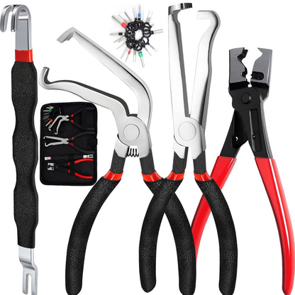 Electrical Disconnect Pliers Set – 5PCS Terminal Pin Removal Tool Kit – Auto Wire Connector & Clip Release Tools – Automotive Repair Kit – Storage Bag