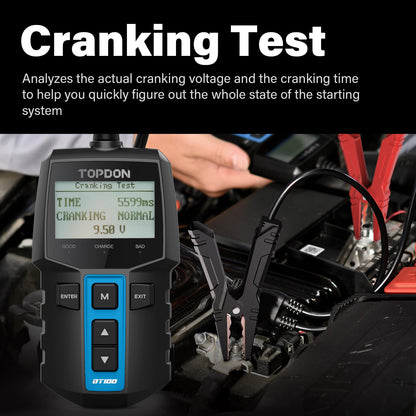 Car Battery Tester – 12V Load Tester – 100-2000CCA – Alternator Starter Charging Cranking System Analyzer – Automotive Digital Battery Diagnostic Tool – Car Truck Motorcycle ATV SUV Boat Yacht