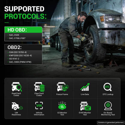 Heavy Duty Truck Diagnostic Scanner – DPF Regeneration – Bidirectional Scan Tool – Full System OBD2 – 42+ Reset Services – Diesel Truck Code Reader