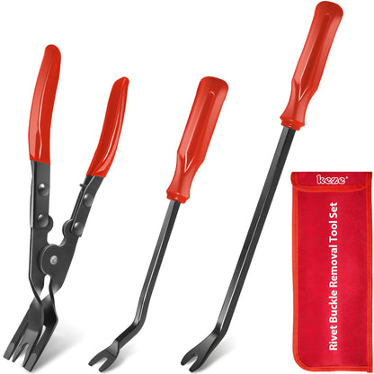 Car Trim Clip Pliers Set – 3PCS Fastener Removal Tool Kit – Auto Panel & Dashboard Pry Tools – Upholstery & Rivet Remover – Storage Bag