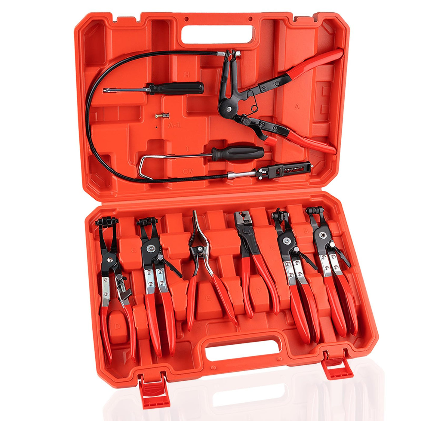 Hose Clamp Pliers Set – 9PCS Long Reach Removal Tool – Flexible Wire Clamp Pliers – Radiator & Coolant Hose Repair Kit – Automotive Tool Set