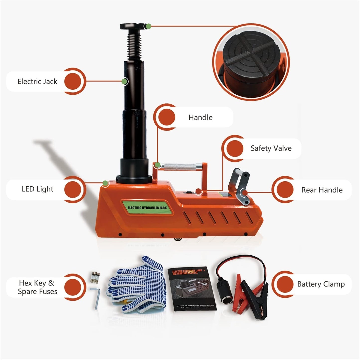 Electric Hydraulic Car Jack – 15Ton Heavy Duty Lifting Jack – SUV Van Trailer Garage Tool – Automotive Emergency Lift Equipment
