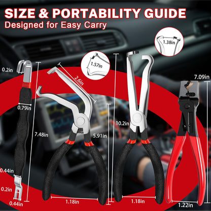 Electrical Disconnect Pliers Set – 5PCS Terminal Pin Removal Tool Kit – Auto Wire Connector & Clip Release Tools – Automotive Repair Kit – Storage Bag
