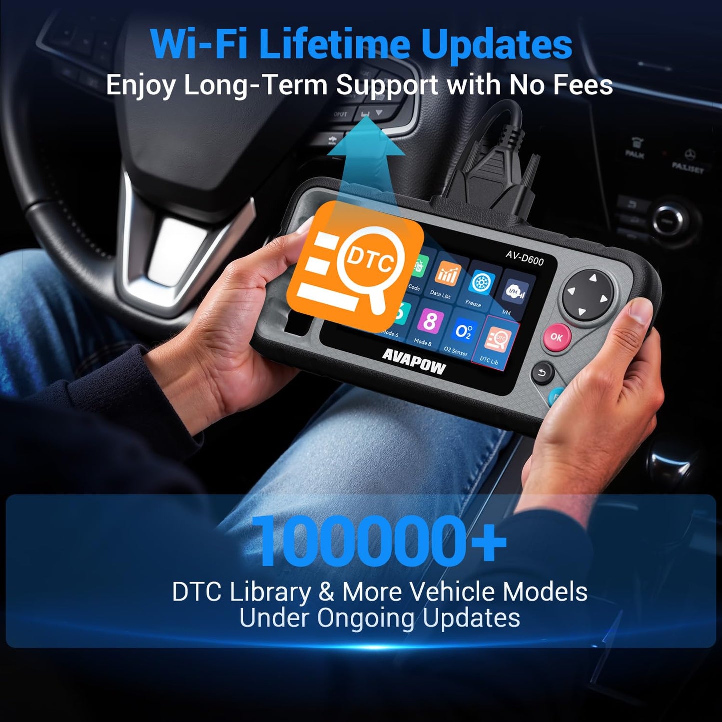OBD2 Diagnostic Scanner – Engine Transmission ABS SRS – All Systems Code Reader – Oil EPB Reset – Auto VIN – Battery Match – WiFi Update – 7000+ Vehicles