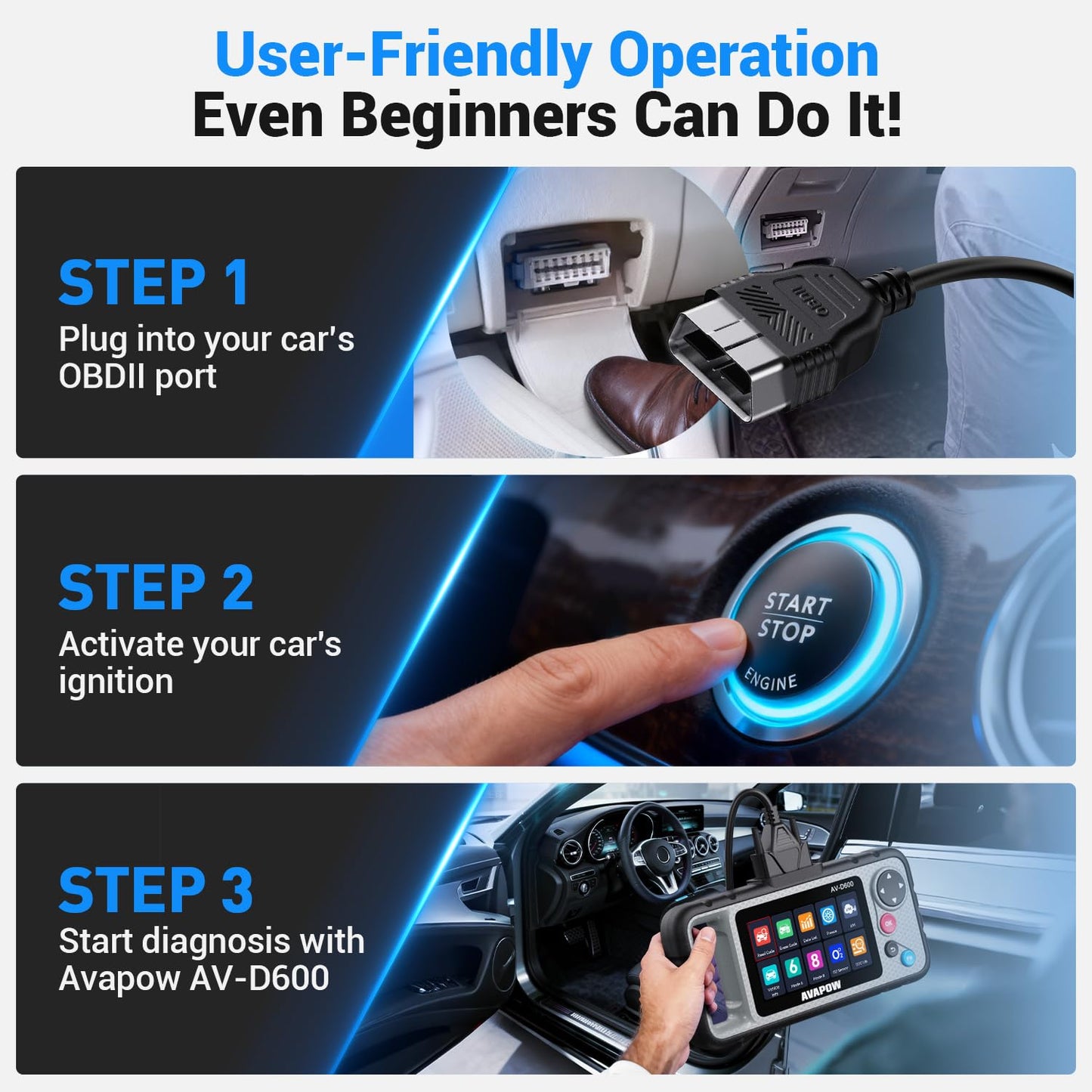 OBD2 Diagnostic Scanner – Engine Transmission ABS SRS – All Systems Code Reader – Oil EPB Reset – Auto VIN – Battery Match – WiFi Update – 7000+ Vehicles