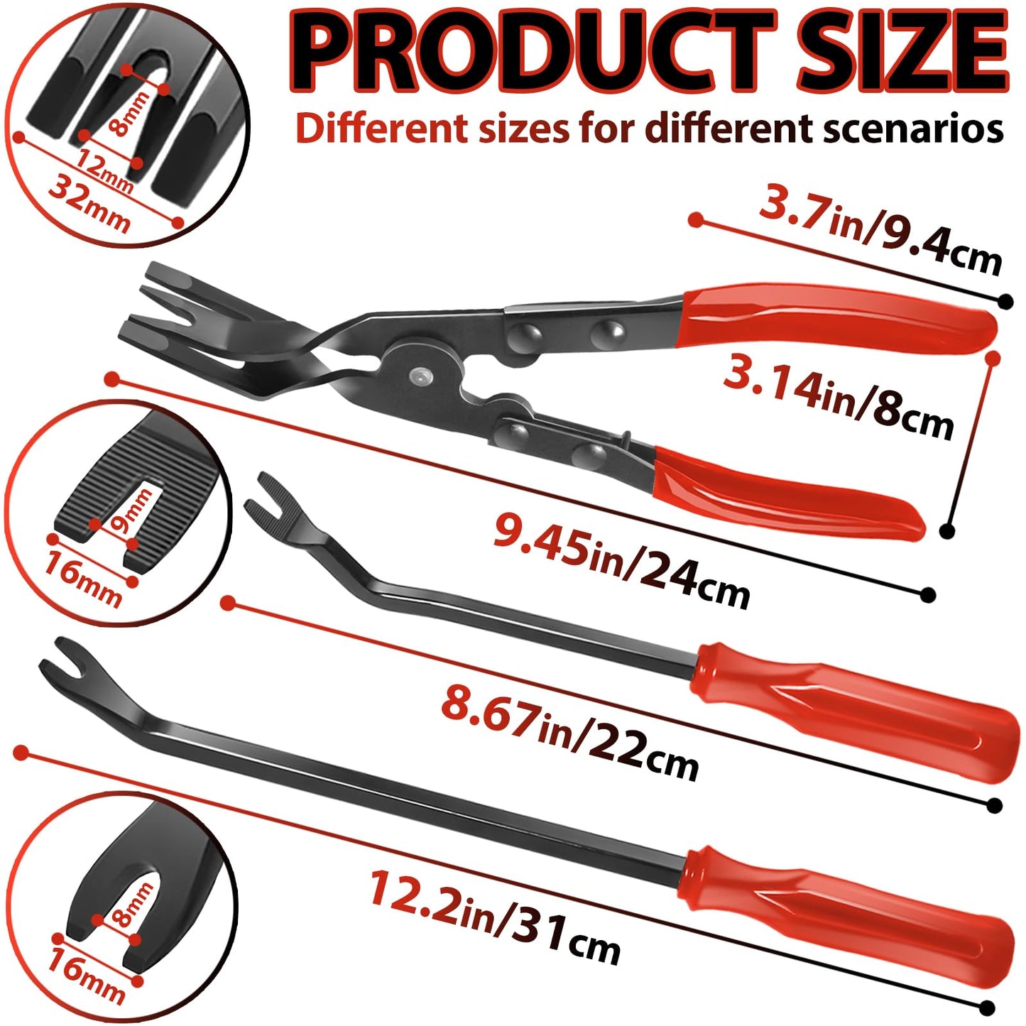 Car Trim Clip Pliers Set – 3PCS Fastener Removal Tool Kit – Auto Panel & Dashboard Pry Tools – Upholstery & Rivet Remover – Storage Bag