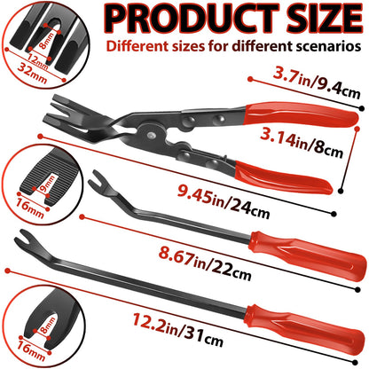 Car Trim Clip Pliers Set – 3PCS Fastener Removal Tool Kit – Auto Panel & Dashboard Pry Tools – Upholstery & Rivet Remover – Storage Bag