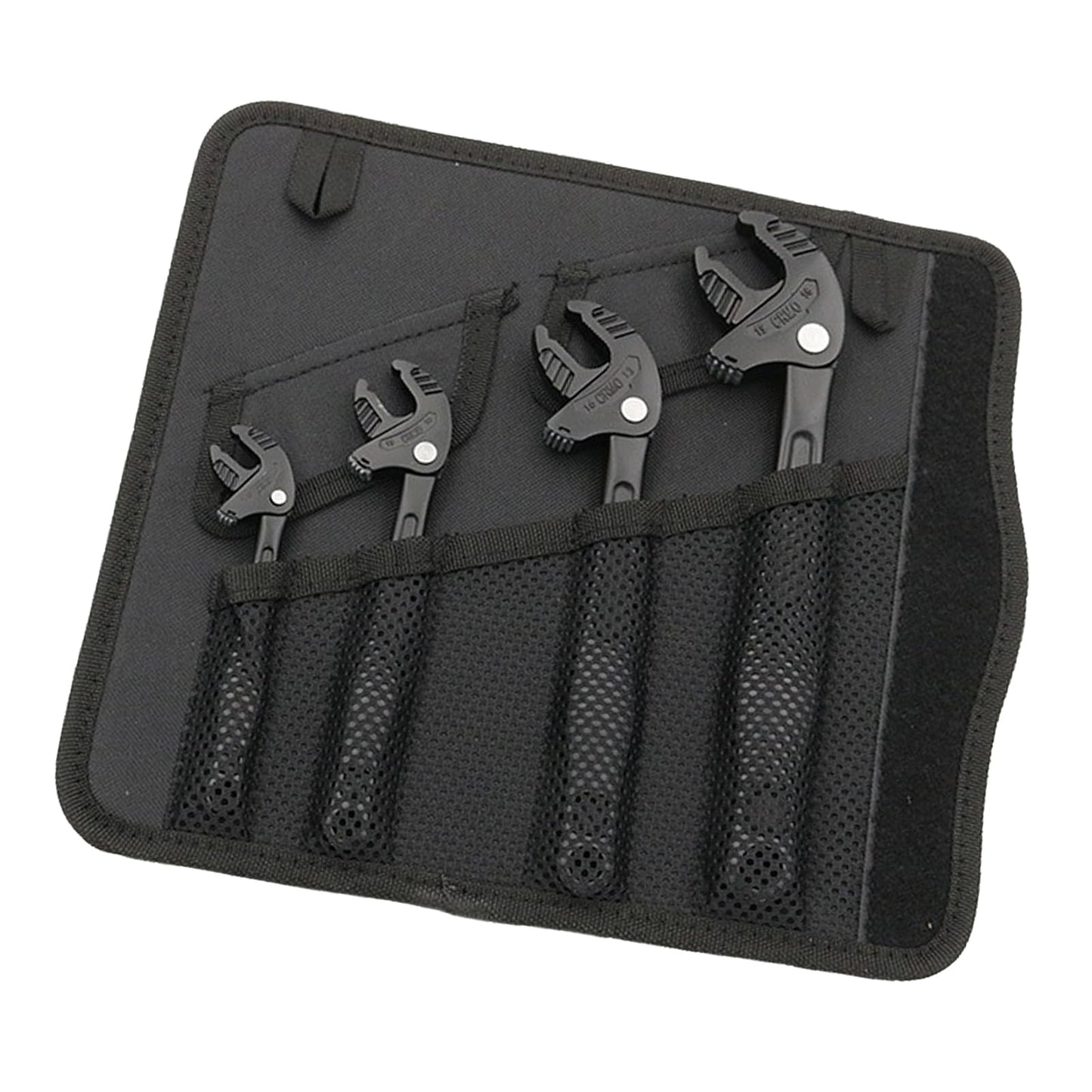 Adjustable Wrench Set – 4PCS Self-Locking Ratcheting Spanner – 7–19mm – Crab Mechanism – Auto & Pipe Repair Tool Kit