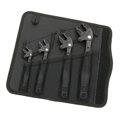 Adjustable Wrench Set – 4PCS Self-Locking Ratcheting Spanner – 7–19mm – Crab Mechanism – Auto & Pipe Repair Tool Kit