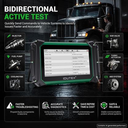 Heavy Duty Truck Diagnostic Scanner – DPF Regeneration – Bidirectional Scan Tool – Full System OBD2 – 42+ Reset Services – Diesel Truck Code Reader