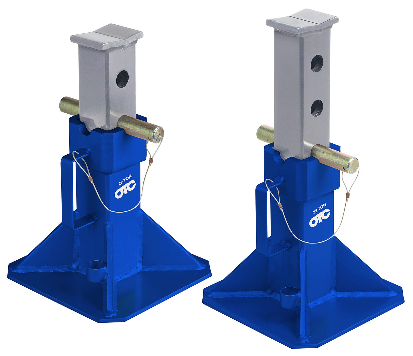 Jack Stands – 22 Ton Heavy Duty Pair – Steel Support Stands – Pin Style Adjustable – V Saddle – Truck & Heavy Equipment Safety Stand