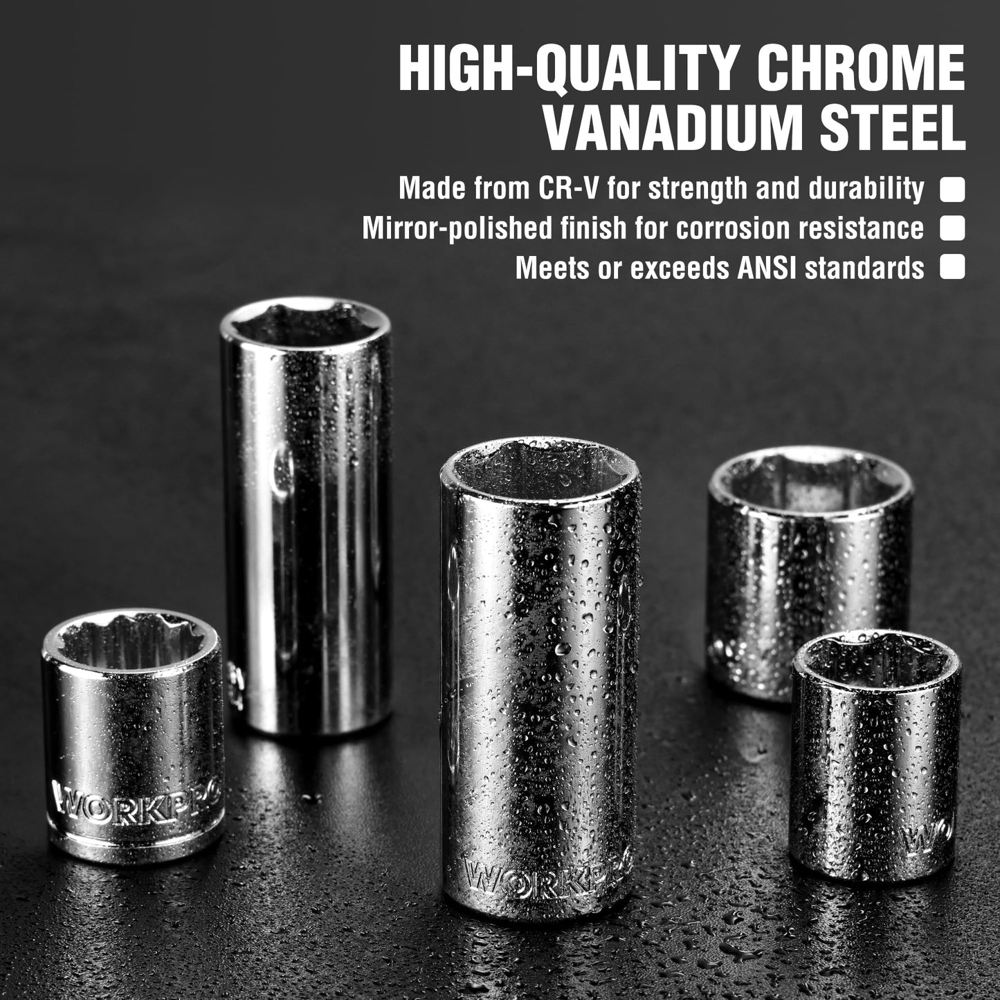 Socket Tool Set – 450PCS Drive Set – 1/4" 3/8" 1/2" – CR-V Metric & SAE – Quick-Release Ratchet – Mechanics Repair Kit
