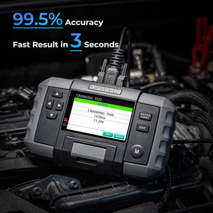 Car Battery Tester – 12V/24V Cranking & Charging Test – Alternator Load Test – 100-2000CCA – Digital Battery Diagnostic Tool – Built-in Printer