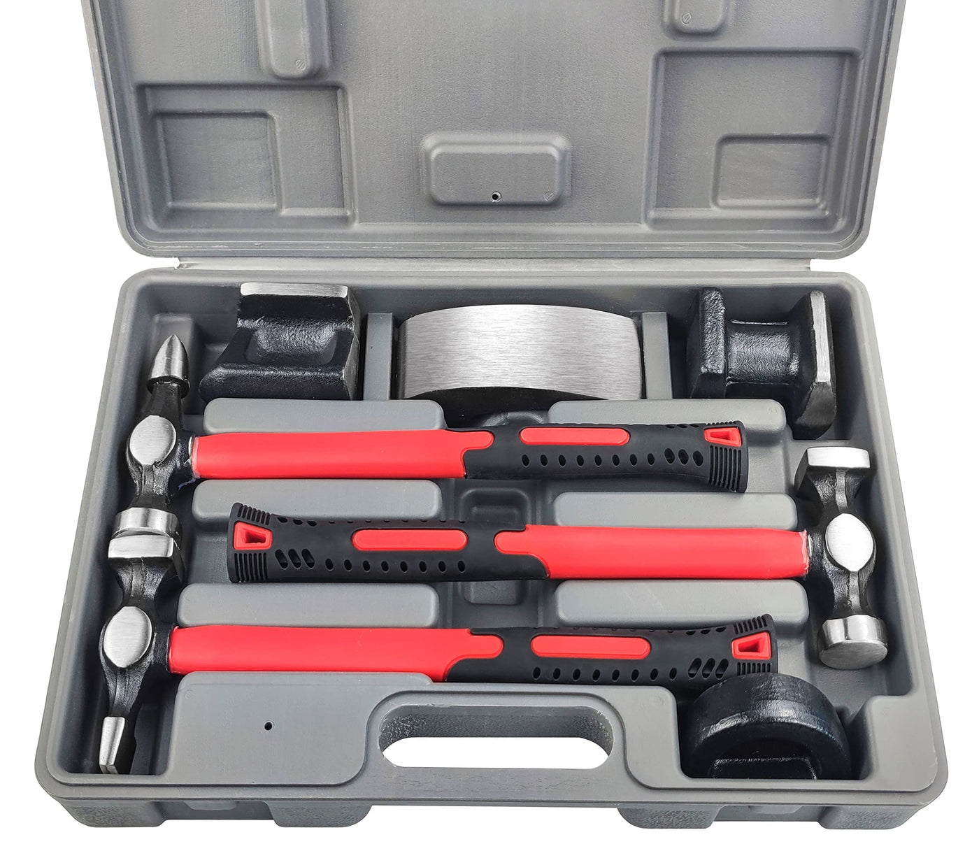 Body Repair Tool Set – 7PCS Hammer & Dolly Kit – Carbon Steel Dent Repair Tools – Car Fender & Panel Repair Kit – Automotive Bodywork Set – Carry Case