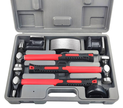 Body Repair Tool Set – 7PCS Hammer & Dolly Kit – Carbon Steel Dent Repair Tools – Car Fender & Panel Repair Kit – Automotive Bodywork Set – Carry Case