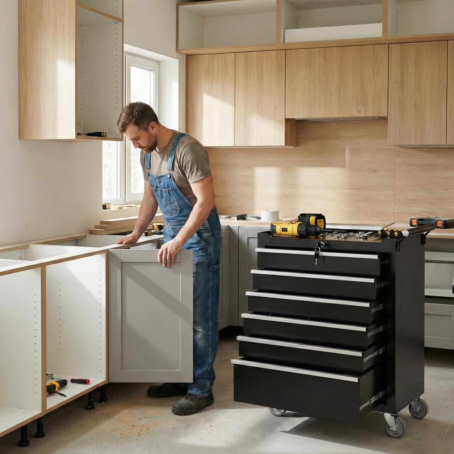 Rolling Tool Chest – 6 Drawer Tool Cabinet – Lockable Wheels – Drawer Liners – Portable Garage Workshop Storage Cart – Metal Tool Organizer