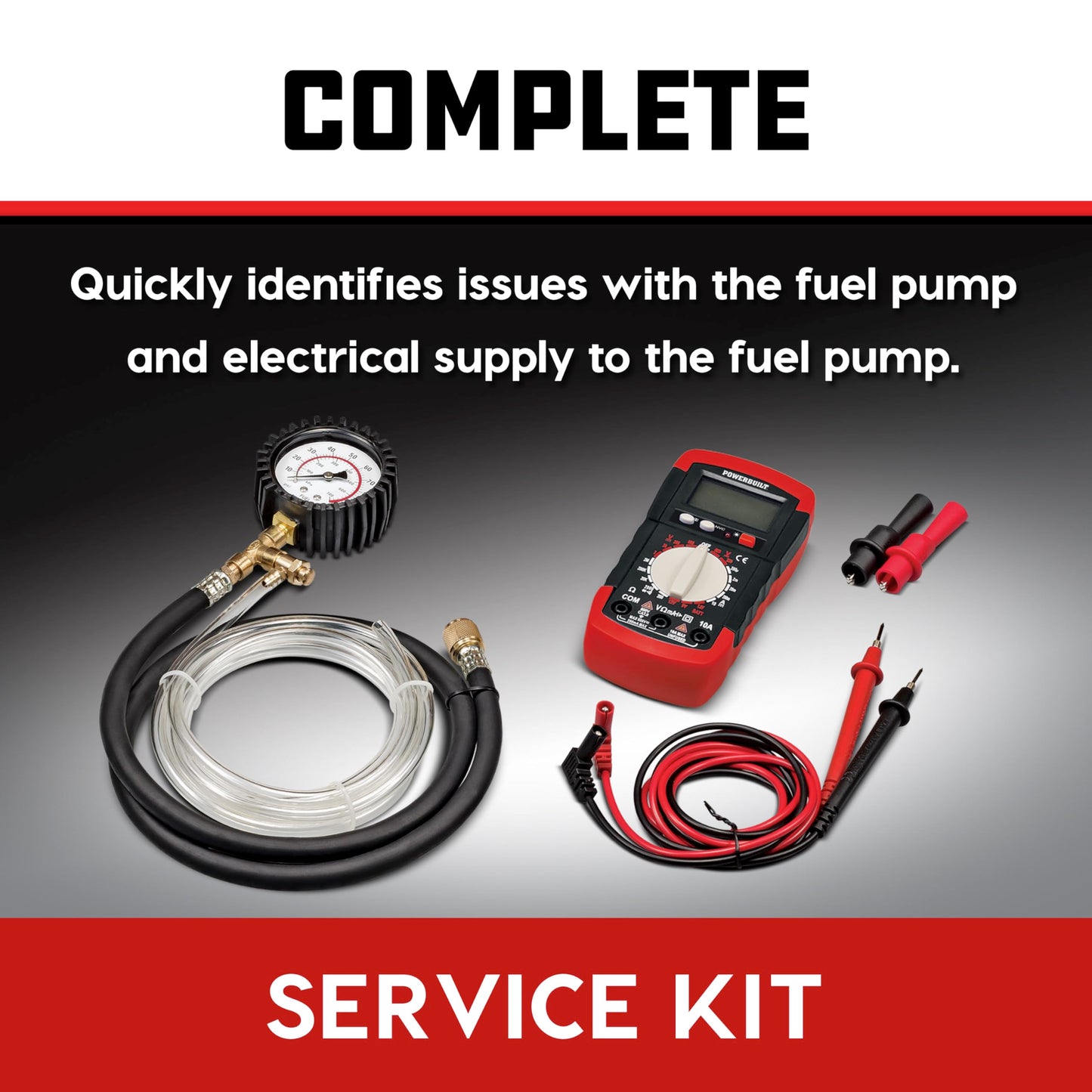 Fuel System Diagnostic Kit – Pressure Gauge – Electrical Test – Multimeter – Adapter Set