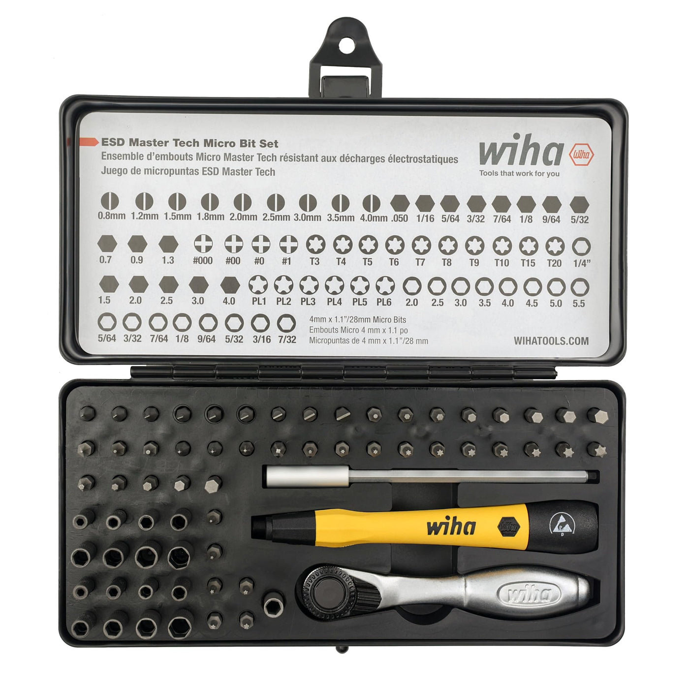 Precision Ratchet Bit Set – 65PCS Micro Bit Kit – ESD Safe System Tool – Technician Repair Kit – Electronics & Fine Work Tool Set