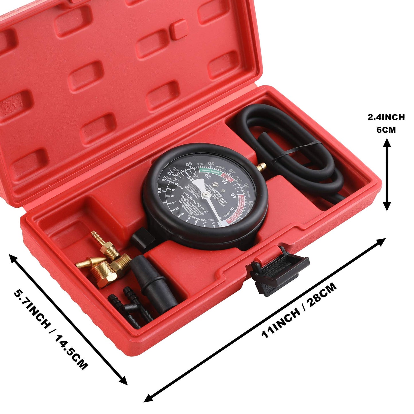Fuel Pump & Vacuum Pressure Tester Kit – Carburetor Diagnostic Tool – Fuel System Leakage & Pressure Test Set – Automotive Engine Vacuum Gauge Tool Kit
