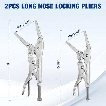 Locking Pliers Set – 5PCS Vice Grip Tool Kit – Chrome Vanadium Steel – Curved Jaw & Long Nose Pliers – Automotive Repair Tool Set
