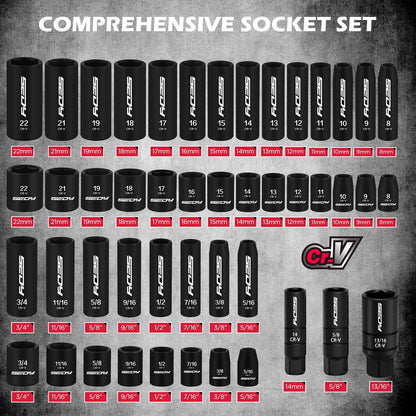 Mechanics Tool Set – 132PCS Socket Set – 1/4" & 3/8" Drive – SAE & Metric – Ratchet Wrenches – Extensions & Adapters – Auto Repair Kit