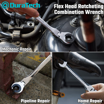 Ratcheting Wrench Set – 6PCS Metric – 10-17mm – 72-Tooth Flex Head – CR-V Steel – Open End – Organizer Bag