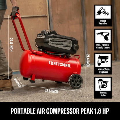 Air Compressor – 10 Gallon – 175 PSI Max – 1.8 HP – Oil-Free – Quiet Shop Compressor – 4.0 CFM @ 90 PSI – Portable Garage Air Tool