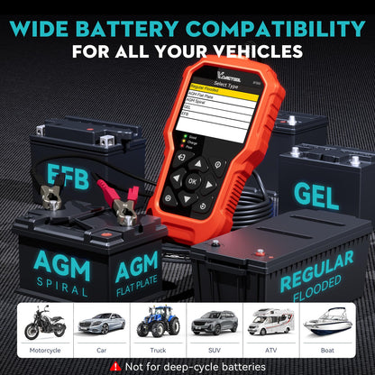Car Battery Tester – 6V/12V/24V – 5-3000CCA – Battery Load Tester – Starter Alternator Charging Cranking System Analyzer – Car Truck Motorcycle ATV Boat
