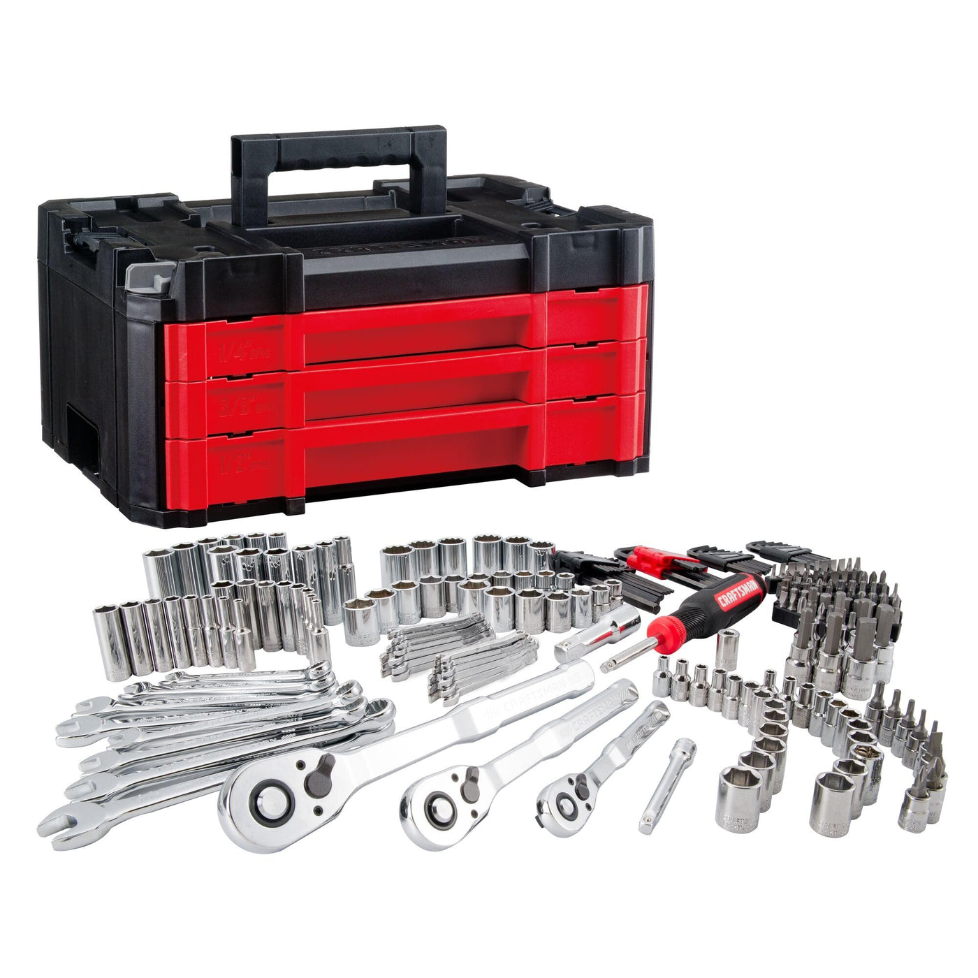 Mechanics Tool Set – 230PCS Socket Wrench Kit – 1/4" 3/8" 1/2" Drive – SAE & Metric – VERSASTACK Case – Auto Repair Tool Kit