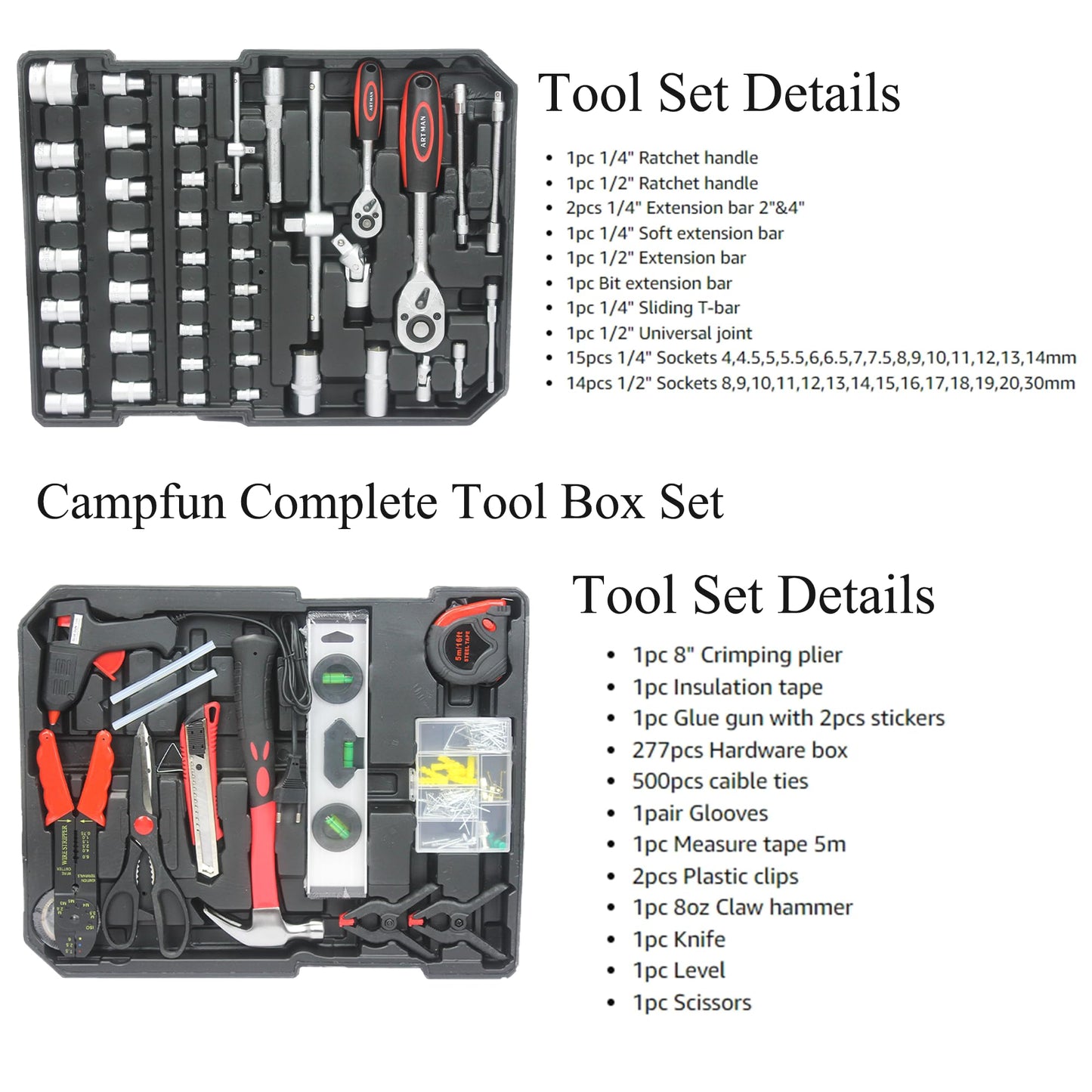 Household Tool Set – 899PCS Mechanics Toolbox – Complete Hand Tools Kit – Rolling Storage Case – Home & Auto Repair Kit
