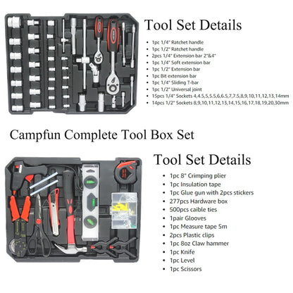 Household Tool Set – 899PCS Mechanics Toolbox – Complete Hand Tools Kit – Rolling Storage Case – Home & Auto Repair Kit