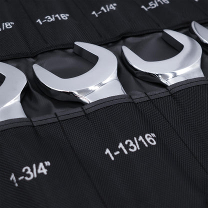 Jumbo Service Wrench Set – 21PCS SAE – 3/4"–2" – Chrome Vanadium Steel – Chrome Plated – Heavy Duty Wrenches – Storage Pouch