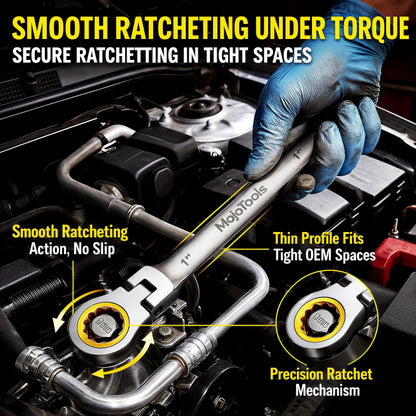 Ratcheting Wrench Set – 15PCS SAE – 1/4"–1" – 72-Tooth Flex Head – Cr-V Heavy Duty – Combination Wrenches – Organizer Roll Bag