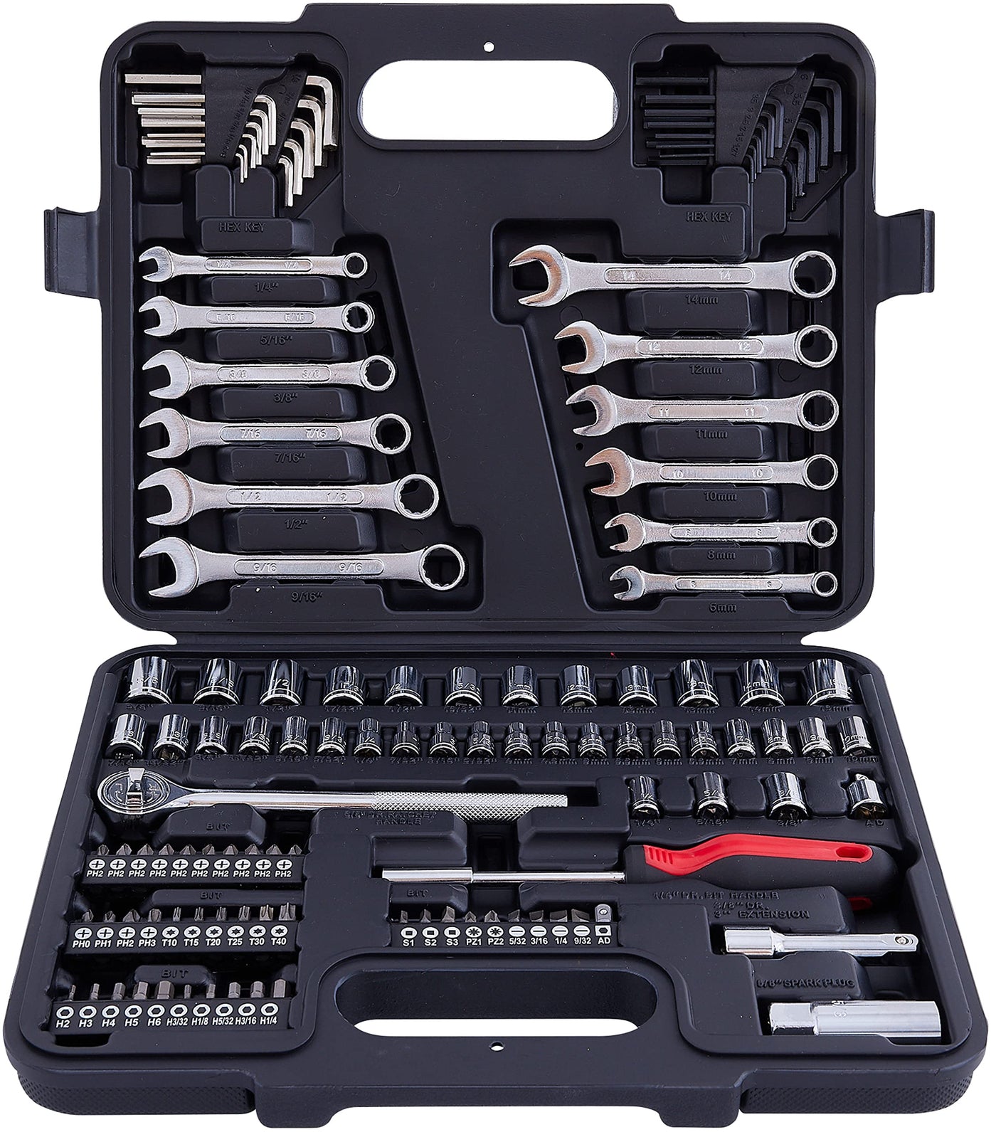 Mechanic Tool Set – 121PCS Socket Set – 1/4" & 3/8" Drive – Metric & SAE – Ratchet Wrench Kit – Automotive Repair Tool Kit