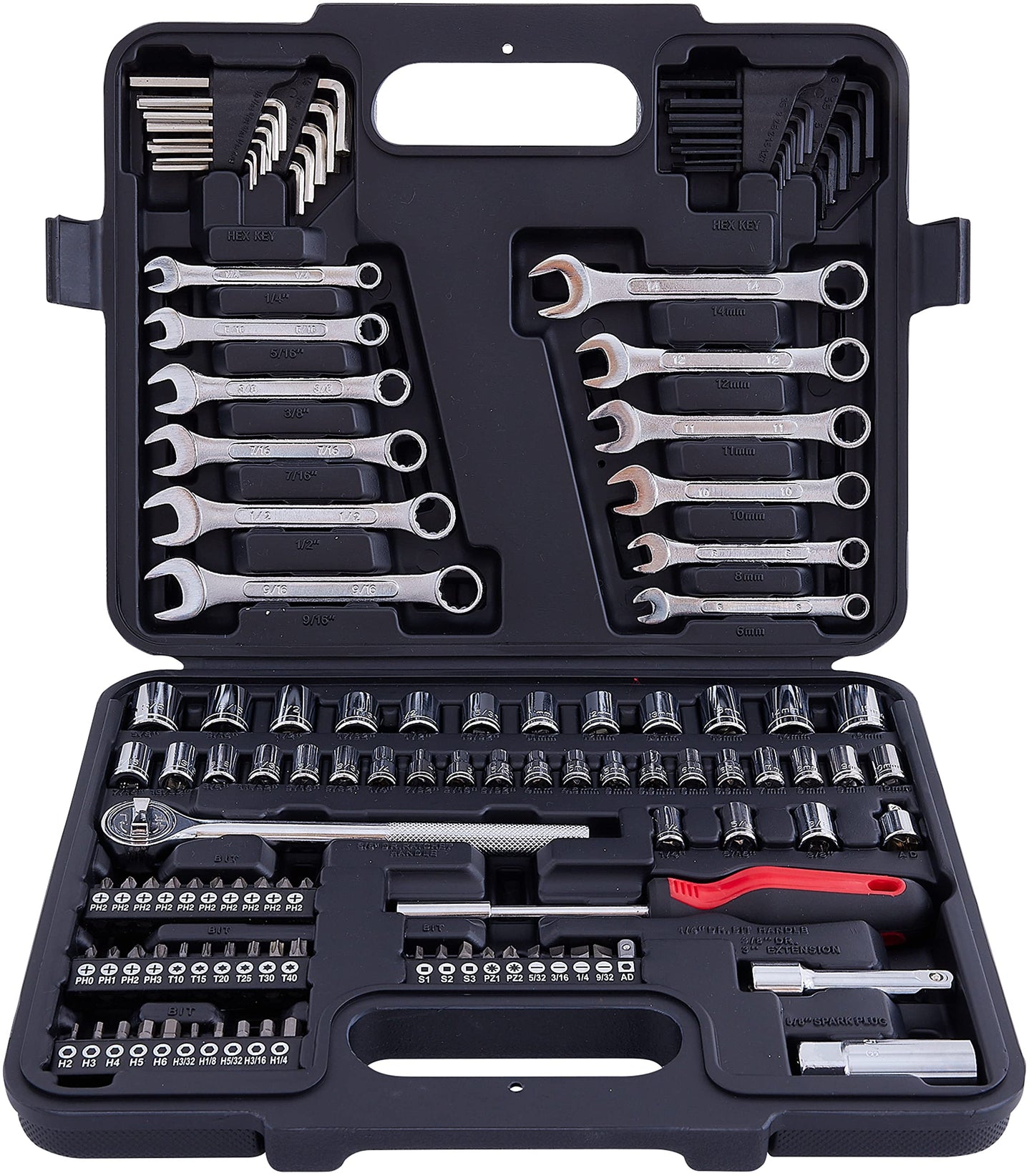 Mechanic Tool Set – 121PCS Socket Set – 1/4" & 3/8" Drive – Metric & SAE – Ratchet Wrench Kit – Automotive Repair Tool Kit